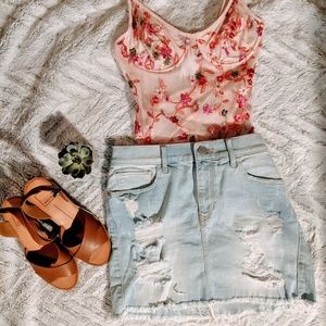 Express | Light Wash Jean Skirt | High Waisted